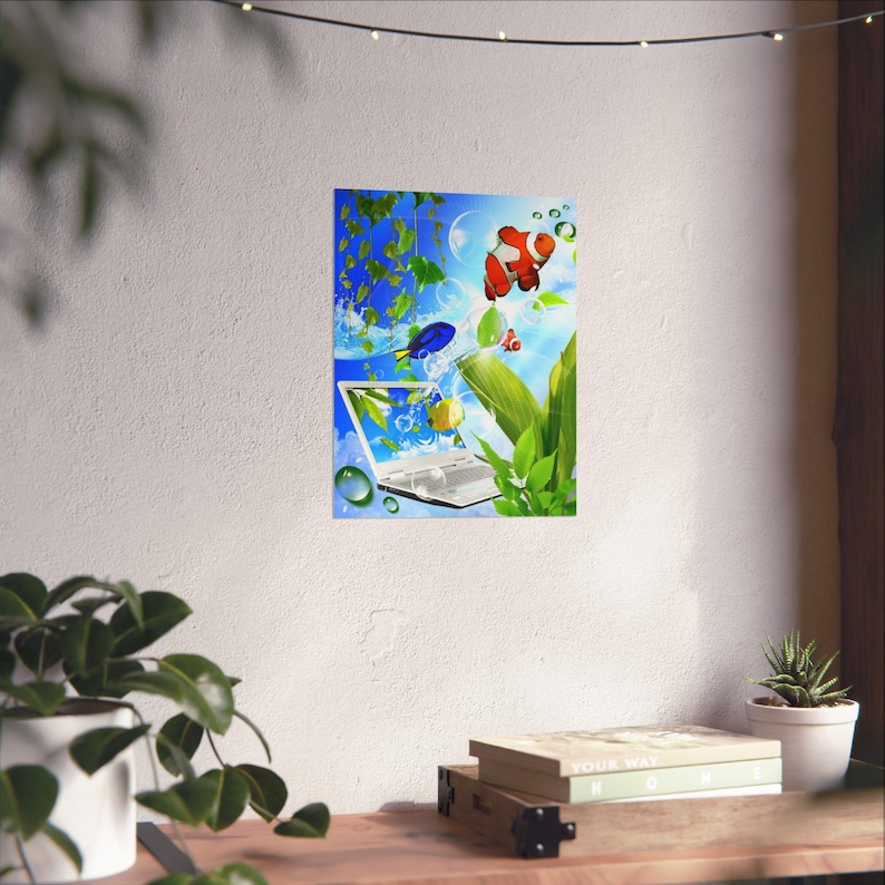 Frutiger Aero Tropical Fish Poster, Y2K Matte Print image 10