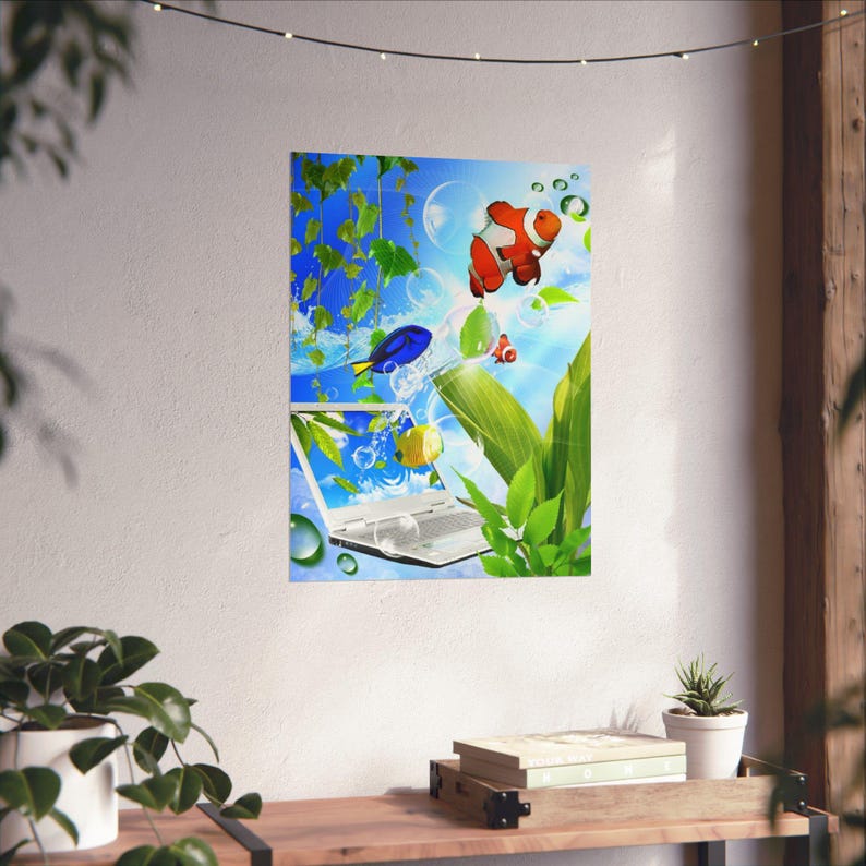 Frutiger Aero Tropical Fish Poster, Y2K Matte Print image 14