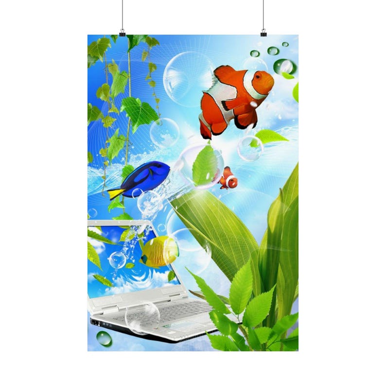 Frutiger Aero Tropical Fish Poster, Y2K Matte Print image 8