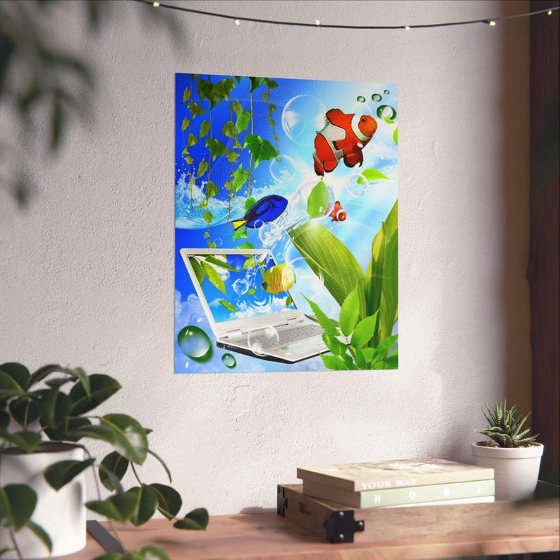 Frutiger Aero Tropical Fish Poster, Y2K Matte Print image 13