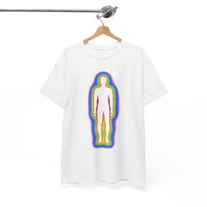 Aura Vibration Silhouette 100% Cotton T-Shirt | Rainbow Human Outline Tee - MULTIPLE COLORS