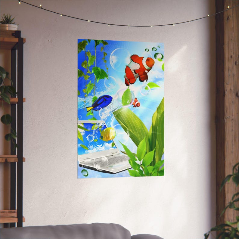 Frutiger Aero Tropical Fish Poster, Y2K Matte Print image 16