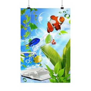 Frutiger Aero Tropical Fish Poster, Y2K Matte Print image 4