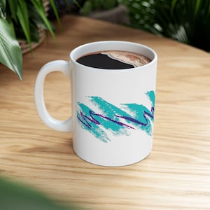 Teal Brushstroke Jazz Mug | 90s Retro Vaporwave Ceramic Mug