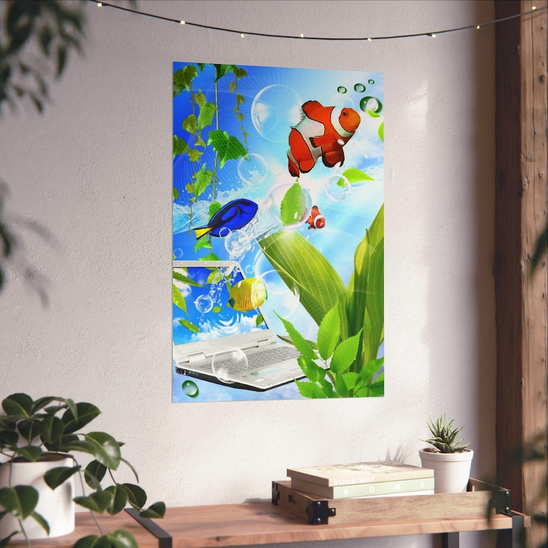 Frutiger Aero Tropical Fish Poster, Y2K Matte Print image 15
