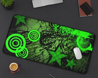 Frutiger Metro Desk Mat - Frutiger Metro Y2K Aesthetic Green Desk Mats For Office or Gaming use