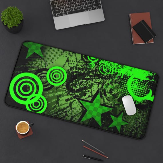 Frutiger Metro Desk Mat - Frutiger Metro Y2K Aesthetic Green Desk Mats For Office or Gaming use