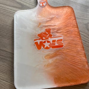 Tennessee Volunteers Cutting Board – Reversible Resin Charcuterie Board with Power T and Vols Logos | Orange & White Game Day Gift