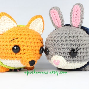 PATTERN 2-PACK: Judy Hopps and Nick Wilde Zootopia Tsum Tsum Crochet Amigurumi Dolls
