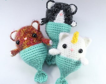 PATTERN: Fairy Unicorn Mermaid Cat Caticorn Purrmaid Crochet Amigurumi Doll Plushie Plush