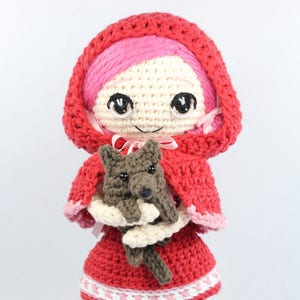 PATTERN: Little Red Riding Hood and Wolf Cub Crochet Amigurumi Dolls image 1
