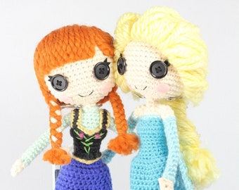 PATTERN 2-PACK: Anna and Elsa Frozen Crochet Amigurumi Dolls