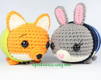 PATTERN 2-PACK: Judy Hopps and Nick Wilde Zootopia Tsum Tsum Crochet Amigurumi Dolls