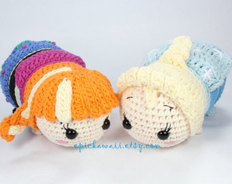 PATTERN 2-PACK: Anna and Elsa Tsum Tsum Crochet Amigurumi Dolls