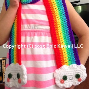 PATTERN: Kawaii Rainbow Crochet Scarf for Kids