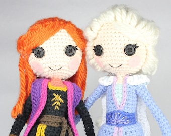 PATTERN 2-PACK: Anna and Elsa Two Frozen 2 Crochet Amigurumi Dolls