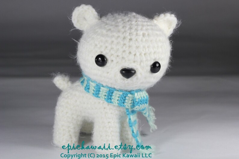 PATTERN: Peppermint the Polar Bear Cub Teacup Pet Collection Crochet Amigurumi Doll image 1