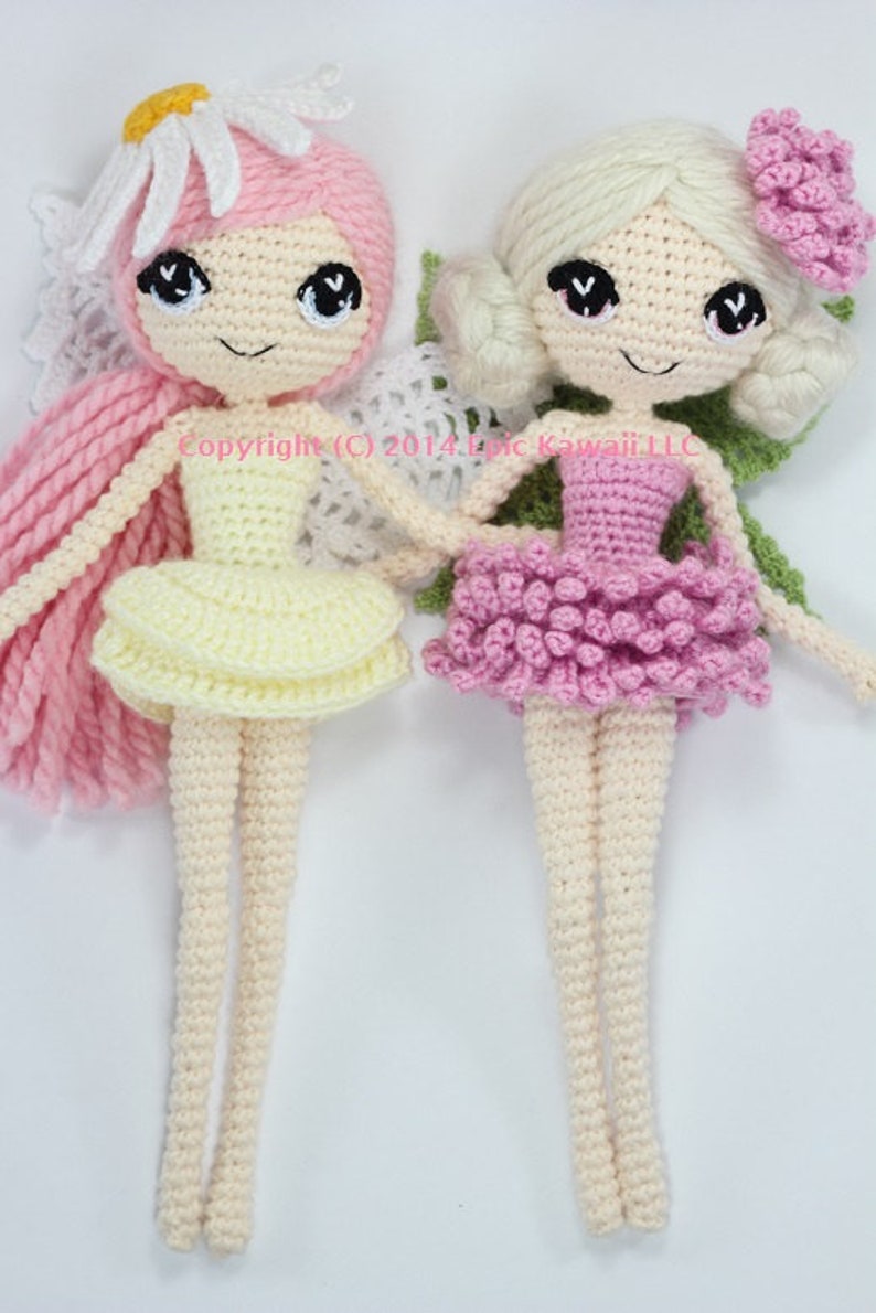 PATTERN 2-PACK: Althaena and Chrysanna Fairy Crochet Amigurumi Dolls image 1