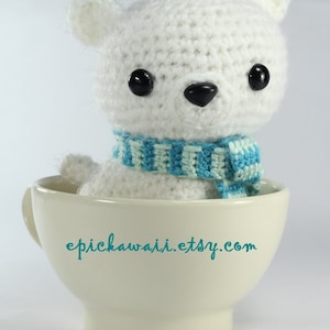 PATTERN: Peppermint the Polar Bear Cub Teacup Pet Collection Crochet Amigurumi Doll image 2