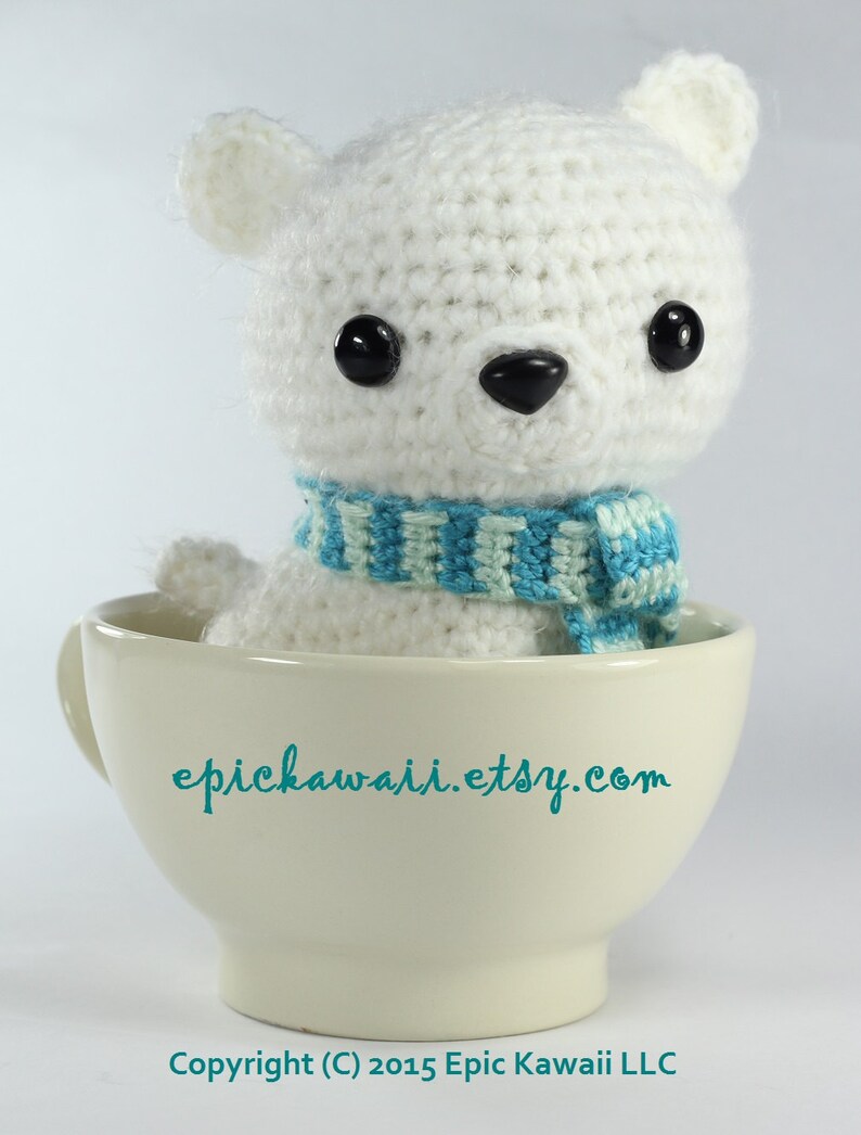 PATTERN: Peppermint the Polar Bear Cub Teacup Pet Collection Crochet Amigurumi Doll image 2