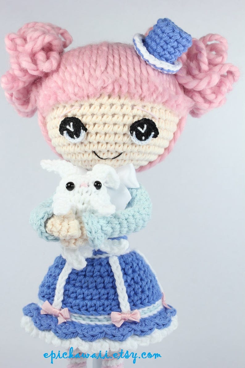 PATTERN: Alice in Wonderland and White Rabbit Crochet Amigurumi Dolls image 2