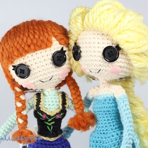 PATTERN 2-PACK: Anna and Elsa Frozen Crochet Amigurumi Dolls image 2