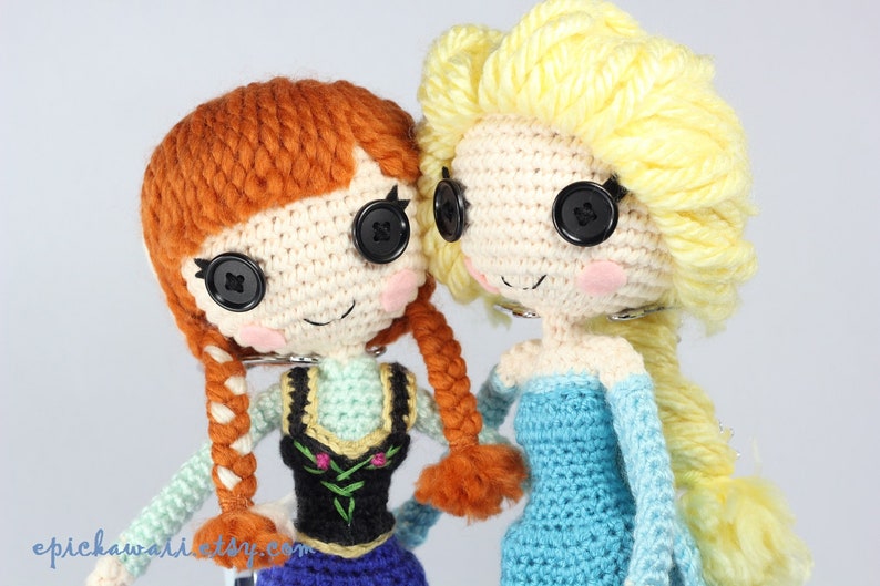 PATTERN 2-PACK: Anna and Elsa Frozen Crochet Amigurumi Dolls image 2