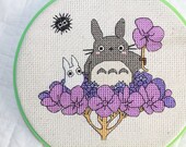 PATTERN: Totoro on Hydrangea Cross Stitch