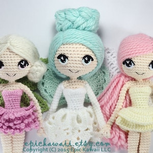 PATTERN 3-PACK: Althaena, Chrysanna, and Luciella Fairy Crochet Amigurumi Dolls