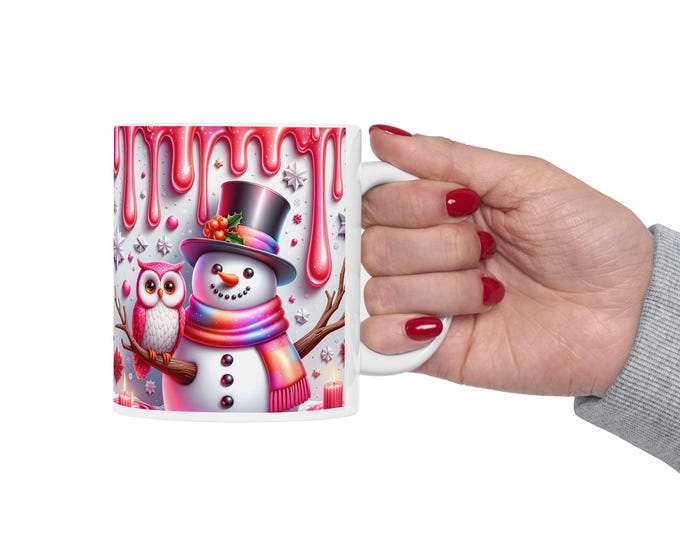 Whimsical Owl Ceramic Mug: Fun Drip Design, Cozy Kitchenware