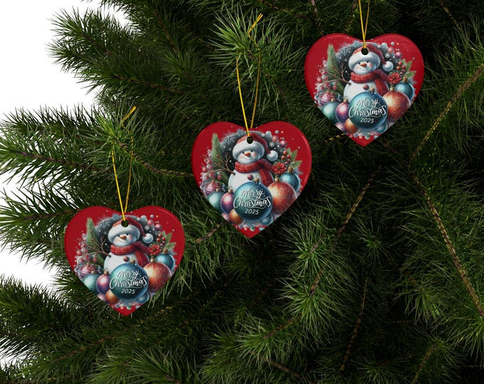 Christmas  Ornaments, Holiday Decor, Festive Gift, Snowman Design, 2-Sided Print, Tree Decorations