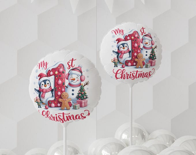 Festive 1st Christmas Mylar Balloon: Holiday Party Decor