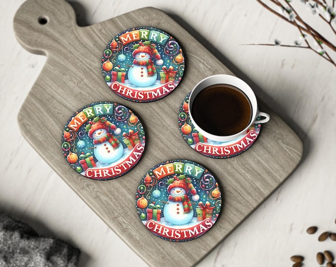 Christmas Snowman Coasters: Festive Holiday Table Decor