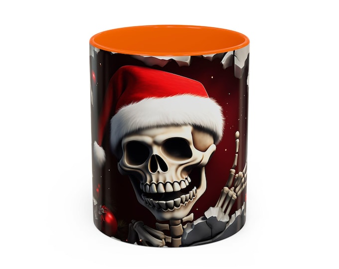 Halloween Spirit Coffee Mug, Skeleton Christmas Mug, Holiday Gift, Unique Tea Cup, Fun Decor