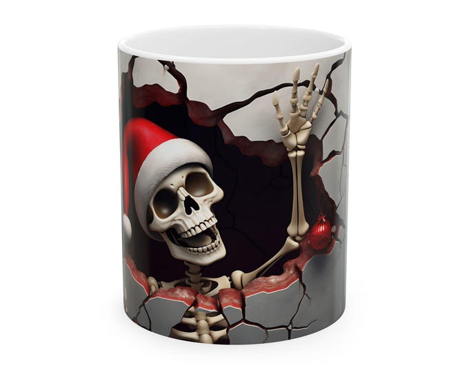 Festive Skeleton Coffee Mug: Holiday Skull Drinkware