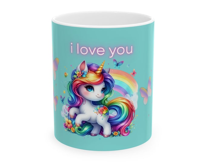 Whimsical Unicorn Mug - Perfect for Gifts, Home Decor, and Special Occasions, Motivational Drinkware with 'I Love You'