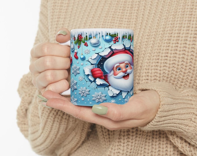 Festive Santa Ceramic Mug: Holiday Drinkware, Christmas Gift