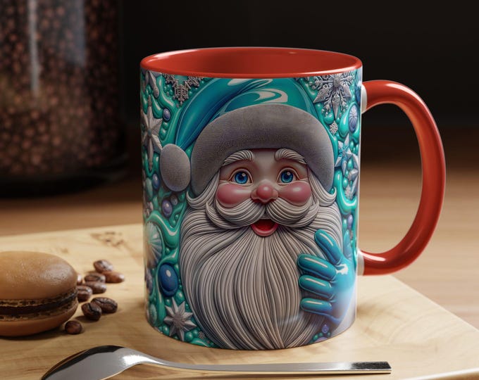 Festive Santa Mug, Christmas Coffee Cup, Holiday Drinkware, Seasonal Gift, Winter Wonderland Mug