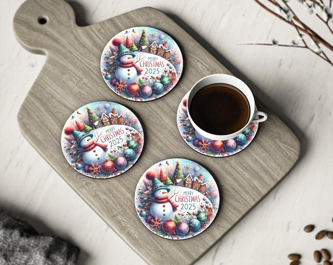 Snowman Christmas Coasters: Holiday Decor, Winter Home Accessories