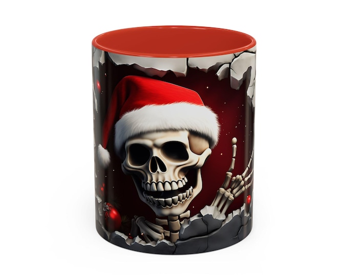 Spooky Santa Skeleton Mug: Festive Halloween Christmas Coffee Cup
