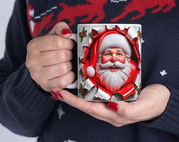 Festive Santa Coffee Mug: Christmas Holiday Decor
