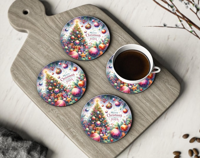 Festive Christmas Coasters: Cork Bottom Holiday Decor