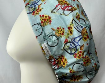 Bicycle Sunflowers Euro Style Scrub Cap Hat