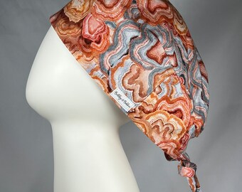 Shelf Mushroom Coral Peach Tie Back Style Scrub Cap Hat