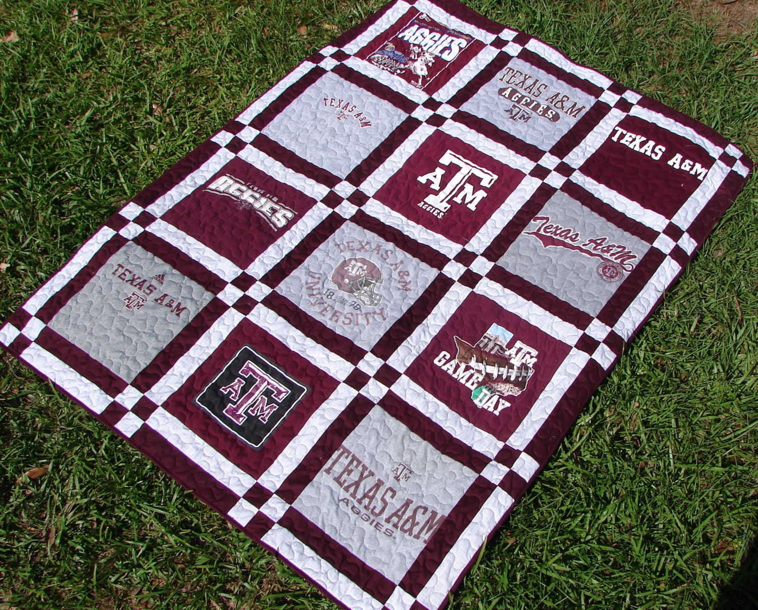 Tshirt Quilt Blanket Throw made from Texas A&M Aggies Etsy