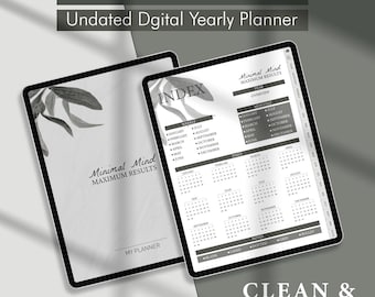 Undated Digital Yearly Planner: Hyperlinked, Interactive (PDF)