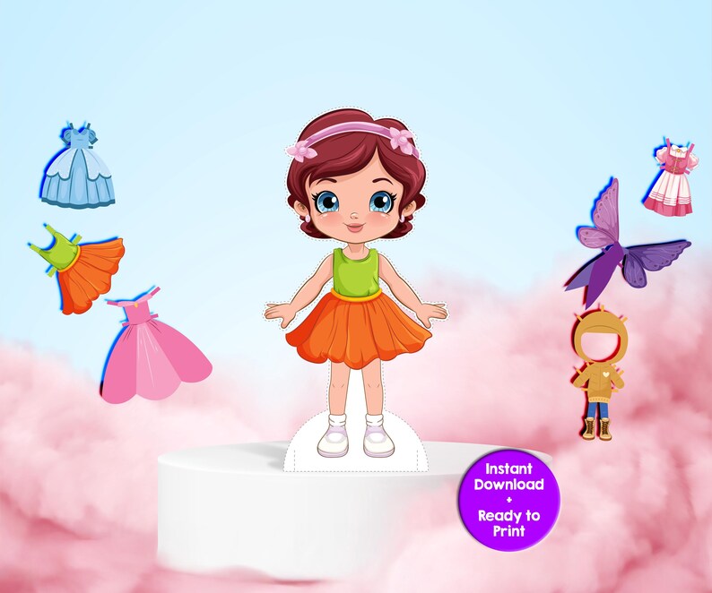 Printable Paper Dolls Dress up Set – DIY Kids Craft Activity (instant ...