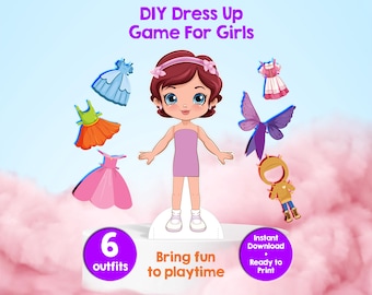 Printable Paper Dolls Dress Up Set – DIY Kids Craft Activity (Instant Download)