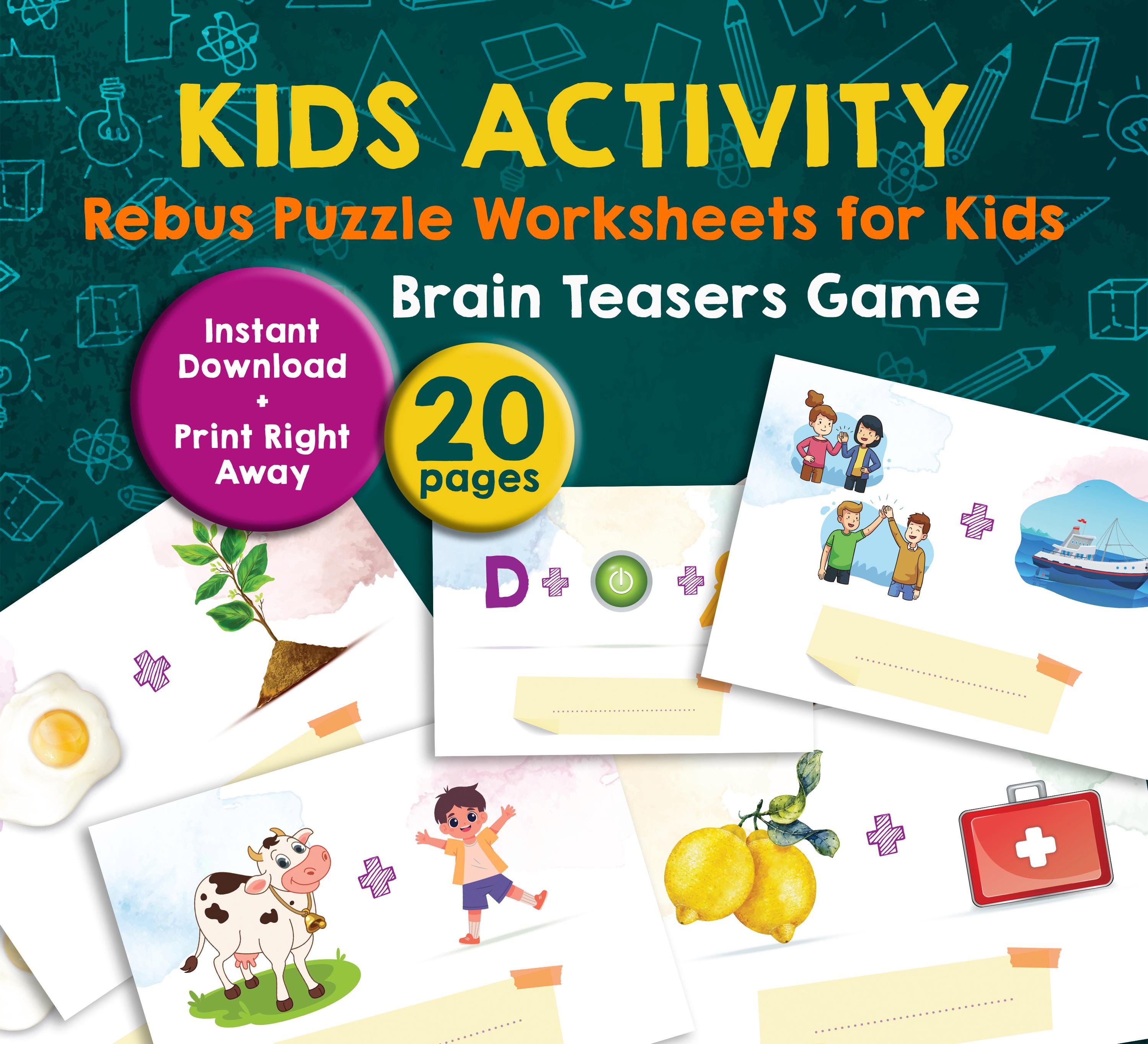 Remus Riddles Rebus Puzzle Worksheets: Fun Word Riddles, Brain Teasers PDF, Instant ...