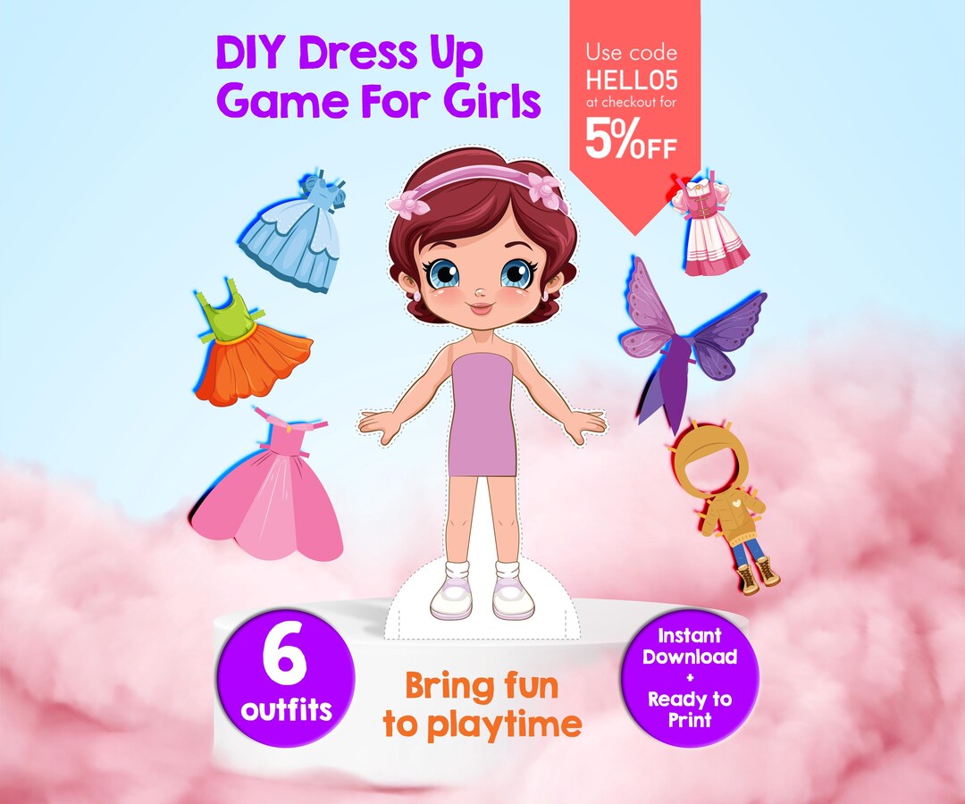 Printable Paper Dolls Dress up Set – DIY Kids Craft Activity (instant ...